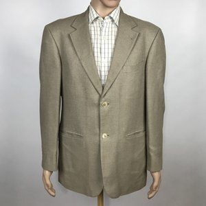 OSCAR DE LA RENTA Mens Tan Silk Wool Blend 2 Button Blazer Sport Jacket …